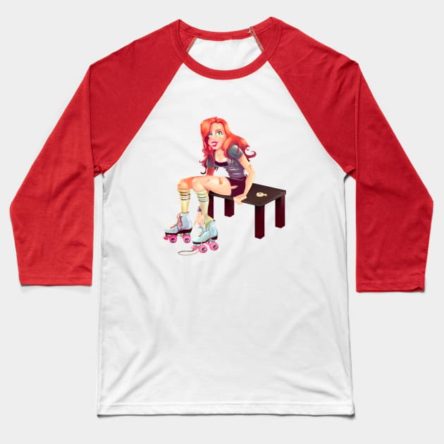 Roller Girl Baseball T-Shirt by Carmona